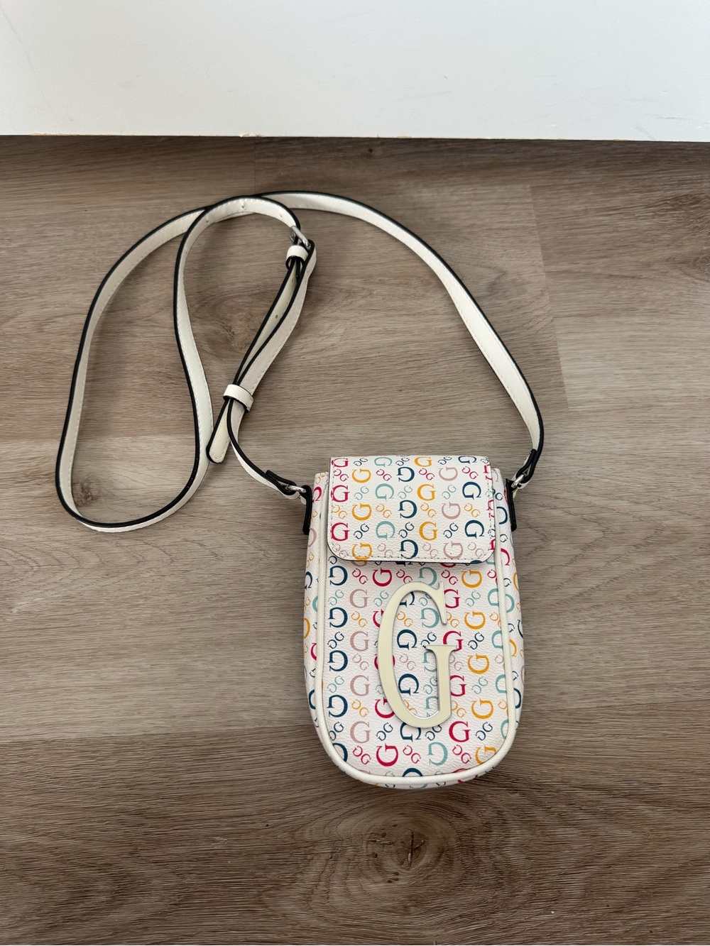 White Multicolor Monogram Crossbody Phone Bag Y2K Mini Purse